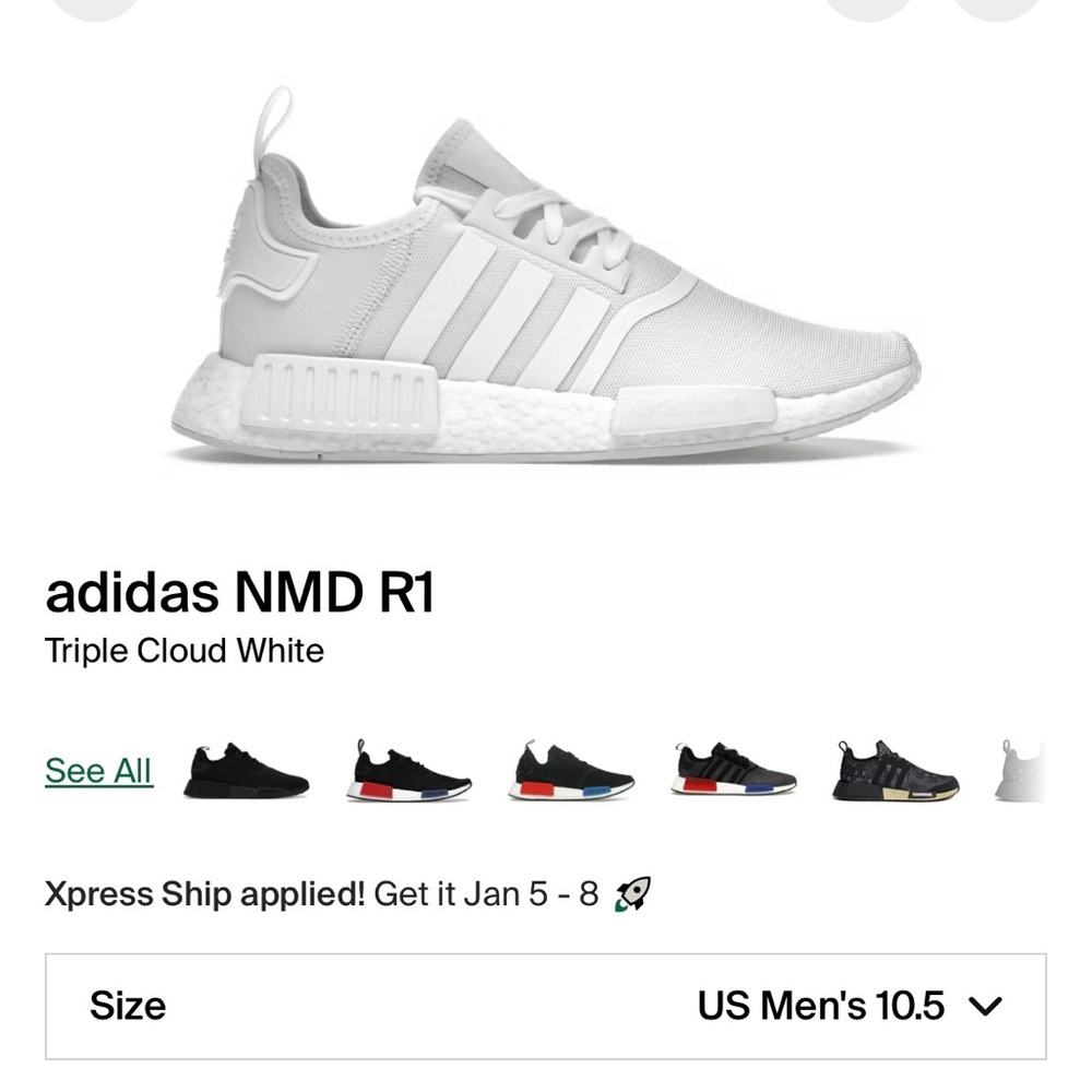 Adidas NMD R1 Triple Cloud White Men's Shoes